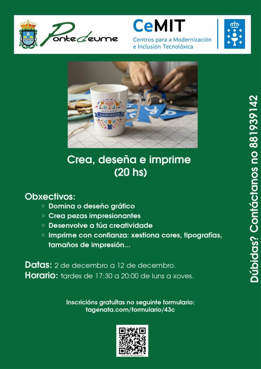 Novo curso “Crea, deseña e imprime” no Aula CeMIT de Pontedeume